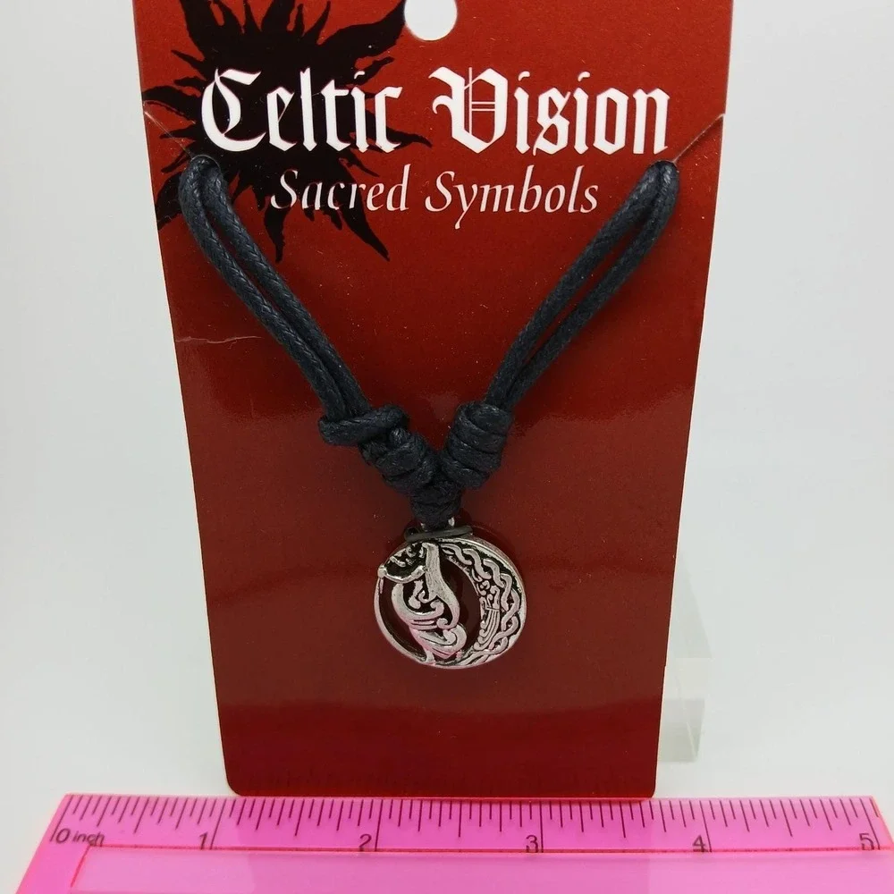Celtic Vision Sacred Symbols Pewter Moon Pendant Vintage 90s ‎ 24